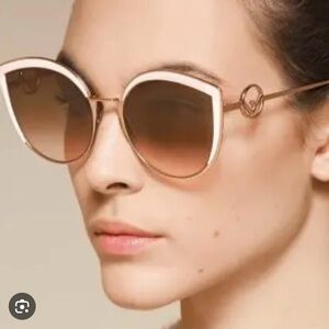 Fendi Women's Gold and Brown Sunglasses